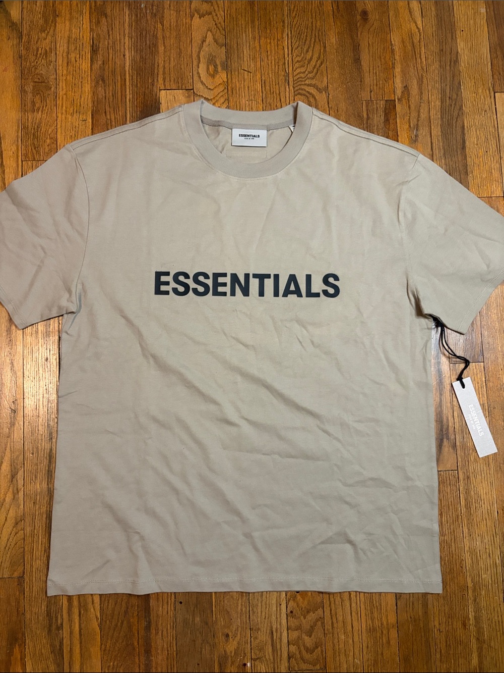 Essentials Men’s Sand Beige T-Shirt with Black Logo